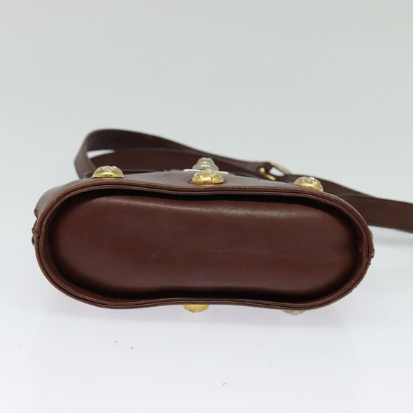 Salvatore Ferragamo Shoulder Bag Leather Bordeaux Gold Auth bs27827