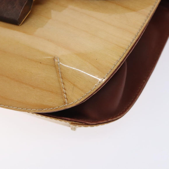 Salvatore Ferragamo Gancini Shoulder Bag Enamel Beige Gold Auth bs27828