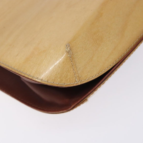 Salvatore Ferragamo Gancini Shoulder Bag Enamel Beige Gold Auth bs27828