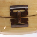 Salvatore Ferragamo Gancini Shoulder Bag Enamel Beige Gold Auth bs27828-18