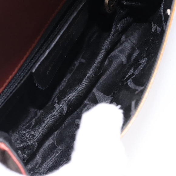 Salvatore Ferragamo Gancini Shoulder Bag Enamel Beige Gold Auth bs27828