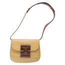 Salvatore Ferragamo Gancini Shoulder Bag Enamel Beige Gold Auth bs27828-13