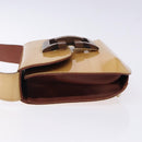 Salvatore Ferragamo Gancini Shoulder Bag Enamel Beige Gold Auth bs27828-4