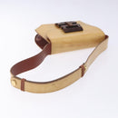 Salvatore Ferragamo Gancini Shoulder Bag Enamel Beige Gold Auth bs27828-7