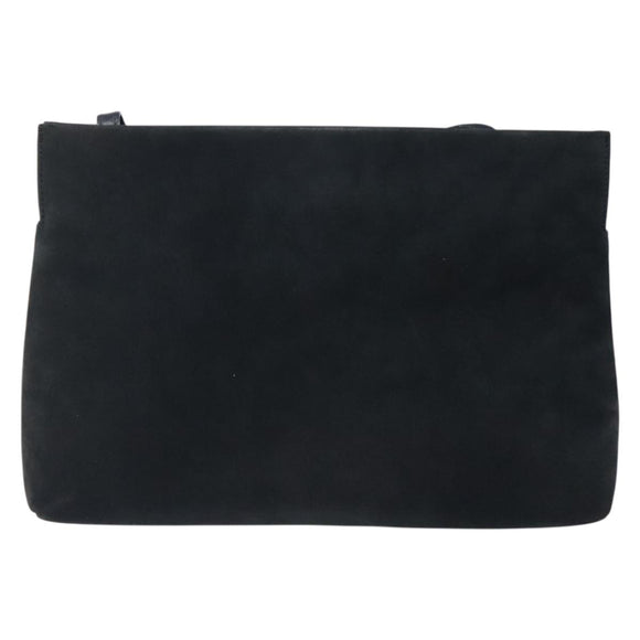 Salvatore Ferragamo Vala Shoulder Bag Suede Navy Gold Auth bs27829