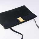 Salvatore Ferragamo Vala Shoulder Bag Suede Navy Gold Auth bs27829-6