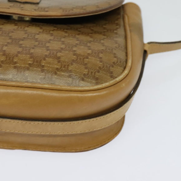 CELINE Macadam Canvas Shoulder Bag Beige Gold Auth bs27831