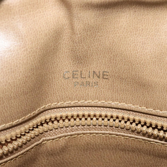 CELINE Macadam Canvas Shoulder Bag Beige Gold Auth bs27831