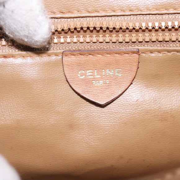 CELINE Macadam Canvas Handtasche PVC Beige Gold Auth bs27832