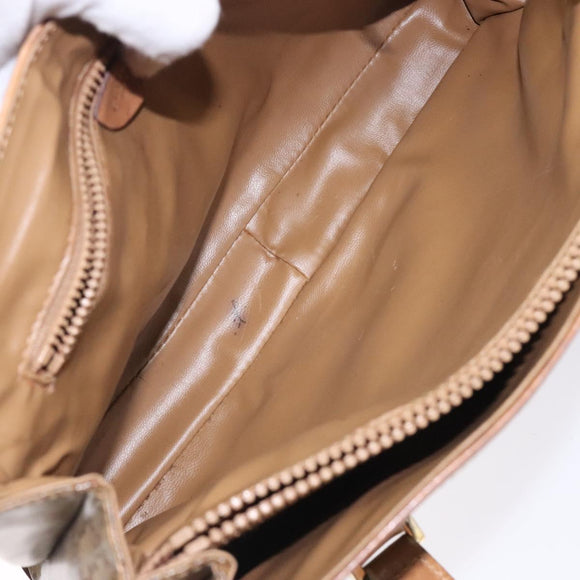 CELINE Macadam Canvas Hand Bag PVC Beige Gold Auth bs27832