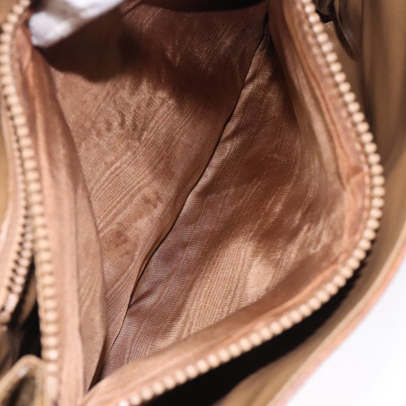CELINE Macadam Canvas Handtasche PVC Beige Gold Auth bs27832