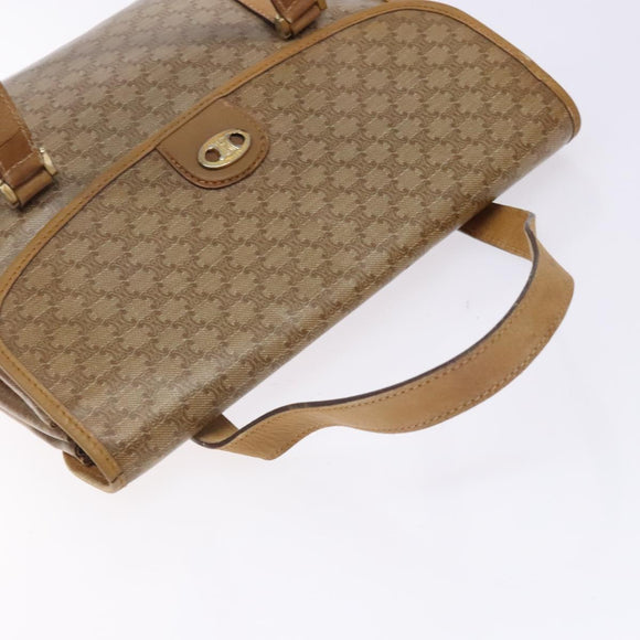 CELINE Macadam Canvas Hand Bag PVC Beige Gold Auth bs27832