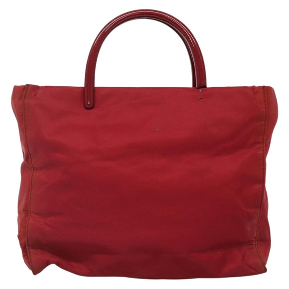 PRADA Tote Bag Nylon Red Silver Auth bs27835