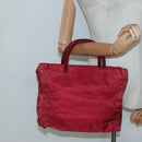 PRADA Tote Bag Nylon Red Silver Auth bs27835-23
