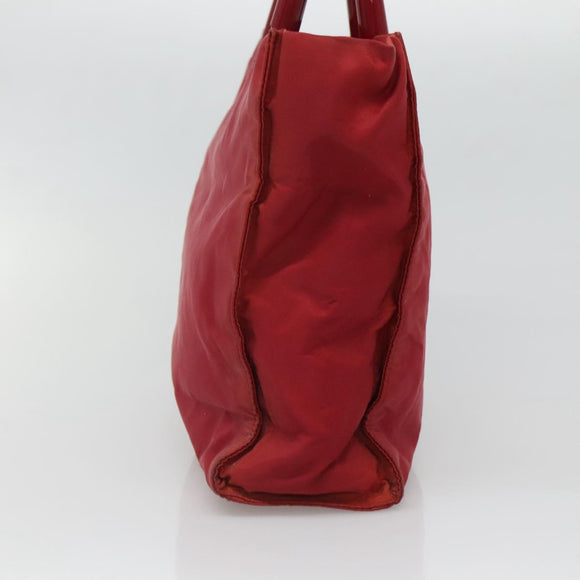 PRADA Tote Bag Nylon Red Silver Auth bs27835