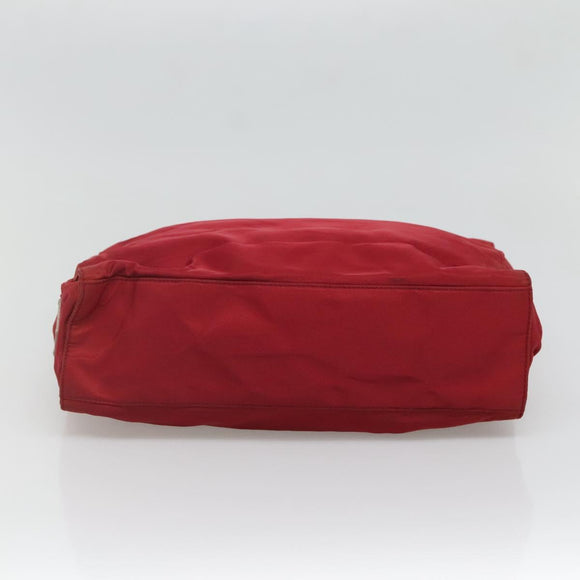 PRADA Tote Bag Nylon Red Silver Auth bs27835