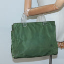 PRADA Tote Bag Nylon Khaki Silver Auth bs27836-26