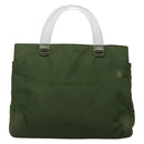 PRADA Tote Bag Nylon Khaki Silver Auth bs27836-2