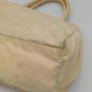 PRADA Tote Bag Nylon Beige Silver Auth bs27837-9