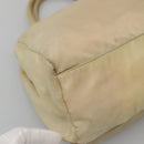 PRADA Tote Bag Nylon Beige Silver Auth bs27837-14