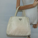 PRADA Tote Bag Nylon Beige Silver Auth bs27837-24