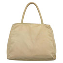 PRADA Tote Bag Nylon Beige Silver Auth bs27837-2