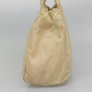 PRADA Tote Bag Nylon Beige Silver Auth bs27837-4