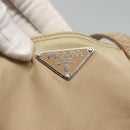 PRADA Tote Bag Nylon Beige Silver Auth bs27839-17