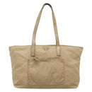 PRADA Tote Bag Nylon Beige Silver Auth bs27839-13