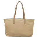 PRADA Tote Bag Nylon Beige Silver Auth bs27839-2