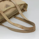 PRADA Tote Bag Nylon Beige Silver Auth bs27839-7