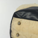 PRADA Tote Bag Nylon Leather Beige Silver Auth bs27840-9