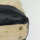 PRADA Tote Bag Nylon Leather Beige Silver Auth bs27840-16