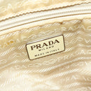 PRADA Tote Bag Nylon Leather Beige Silver Auth bs27840-10