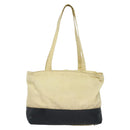 PRADA Tote Bag Nylon Leather Beige Silver Auth bs27840-2