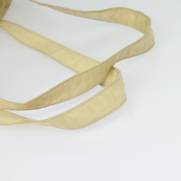 PRADA Tote Bag Nylon Leather Beige Silver Auth bs27840