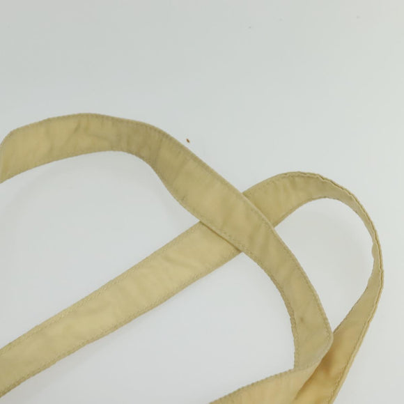 PRADA Tote Bag Nylon Leather Beige Silver Auth bs27840