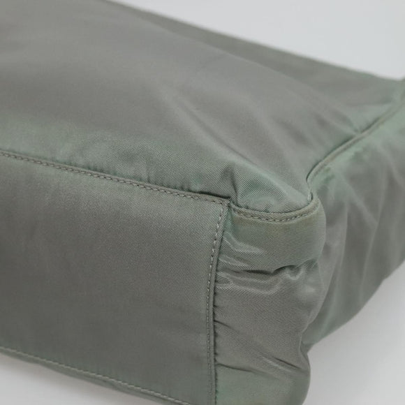 PRADA Tote Bag Nylon Khaki Silver Auth bs27841