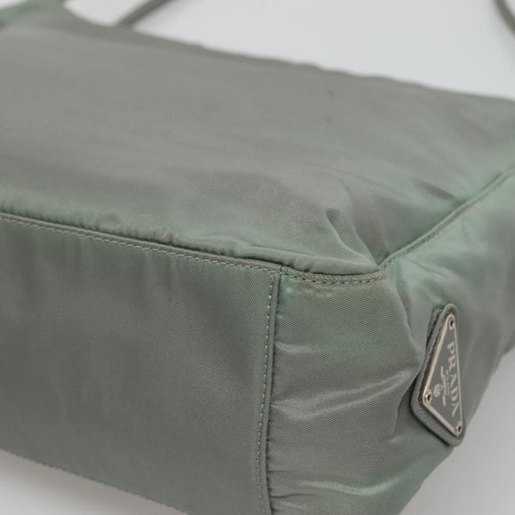 PRADA Tote Bag Nylon Khaki Silver Auth bs27841