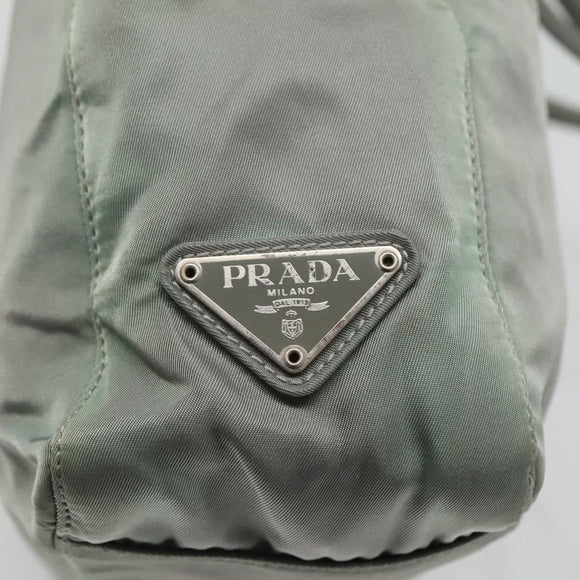 PRADA Tote Bag Nylon Khaki Silver Auth bs27841