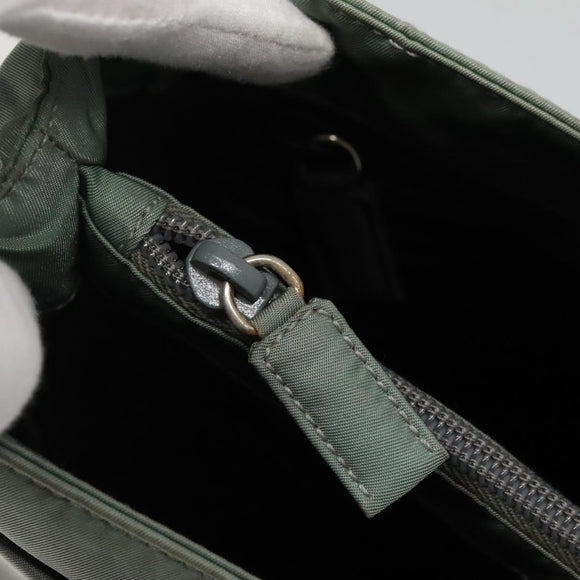 PRADA Tote Bag Nylon Khaki Silver Auth bs27841
