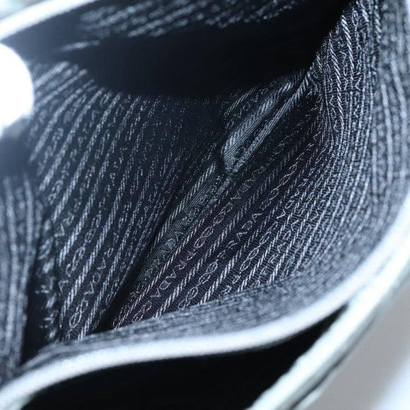 PRADA Tote Bag Nylon Khaki Silver Auth bs27841