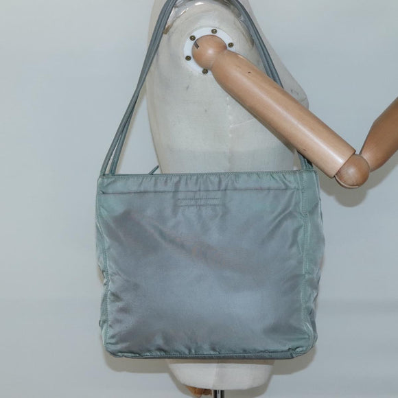 PRADA Tote Bag Nylon Khaki Silver Auth bs27841