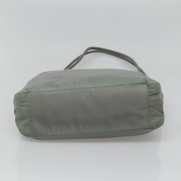 PRADA Tote Bag Nylon Khaki Silver Auth bs27841