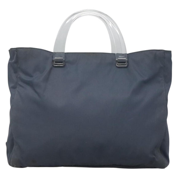 PRADA Hand Bag Nylon Gray Silver Auth bs27845