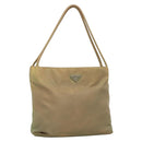 PRADA Tote Bag Nylon Beige Silver Auth bs27846-1