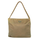 PRADA Tote Bag Nylon Beige Silver Auth bs27846-13