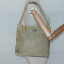 PRADA Tote Bag Nylon Beige Silver Auth bs27846-24