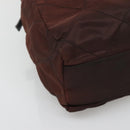 PRADA Chain Shoulder Bag Nylon Brown Gold Auth bs27847-14