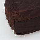 PRADA Chain Shoulder Bag Nylon Brown Gold Auth bs27847-16